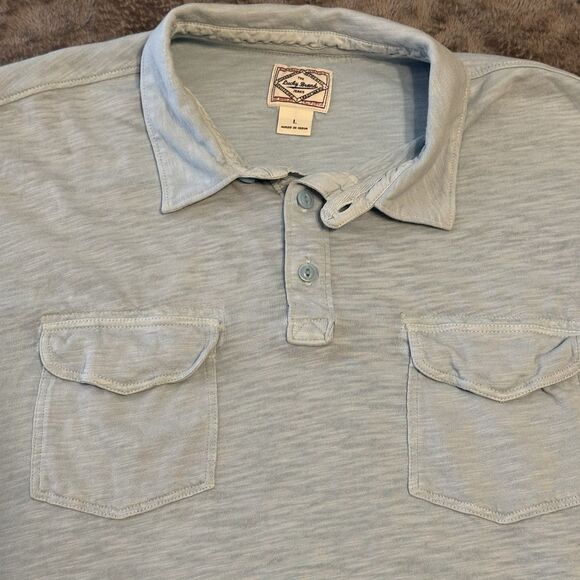 Lucky‎ Brand Men's Double Pocket Polo Size L Large Light Blue - Picture 3 of 6